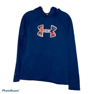 Under Armour Boys Blue Logo Hoodie Sweatshirt Storm Fleece S XL